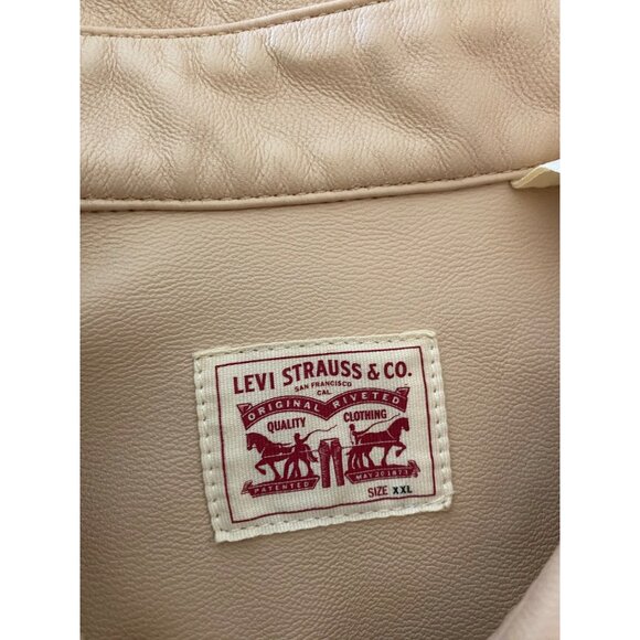 Levis XXLBeige Faux Leather Overshirt Jacket 100% Polyester Polyurethane Coated - Picture 3 of 11